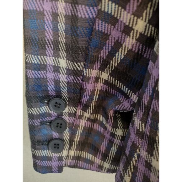 Torrid Blazer Womens 1X Purple Multi Plaid Double Knit Office Career Coat Jacket - Picture 7 of 10